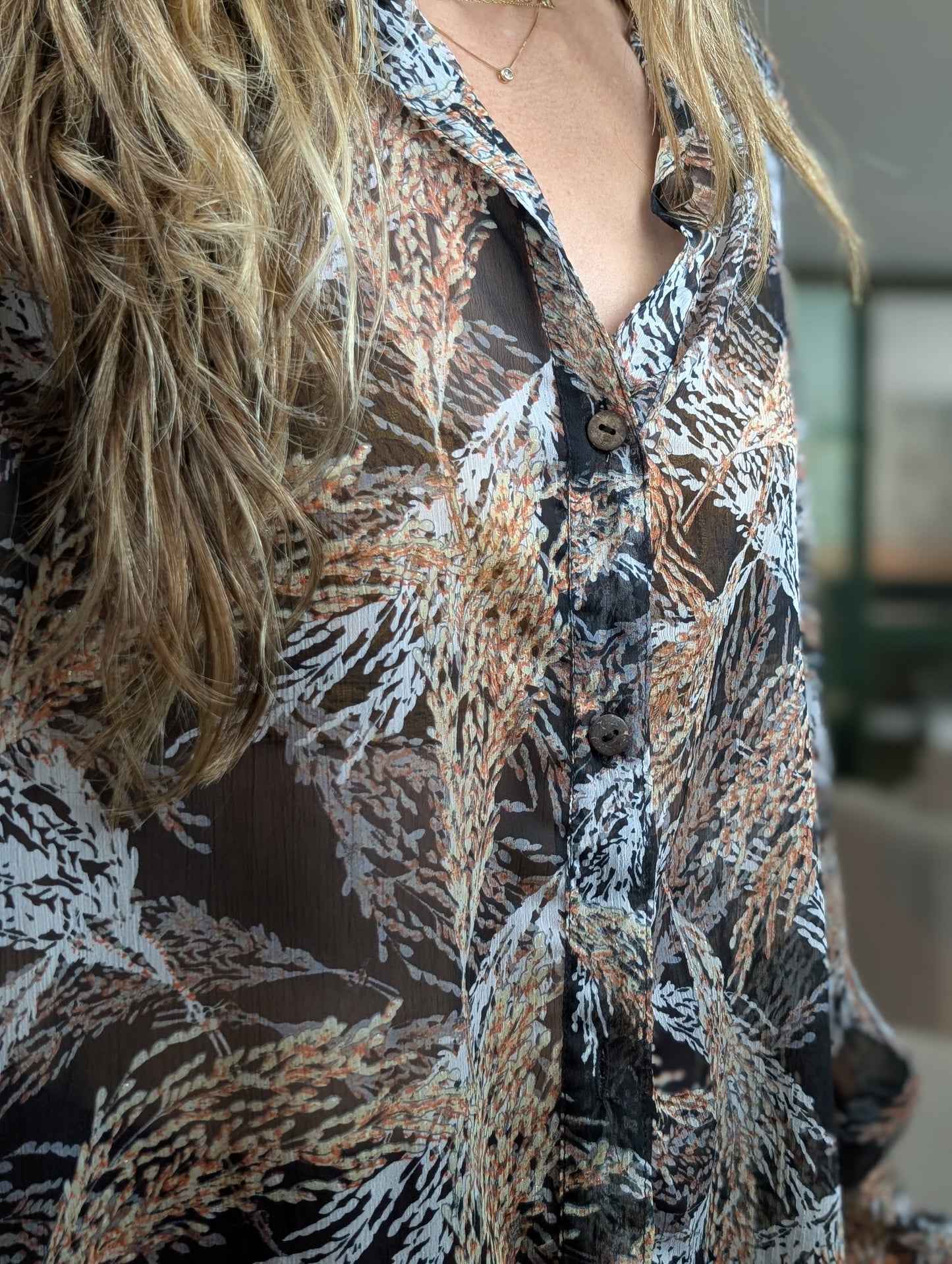 Camisa hojas gasa