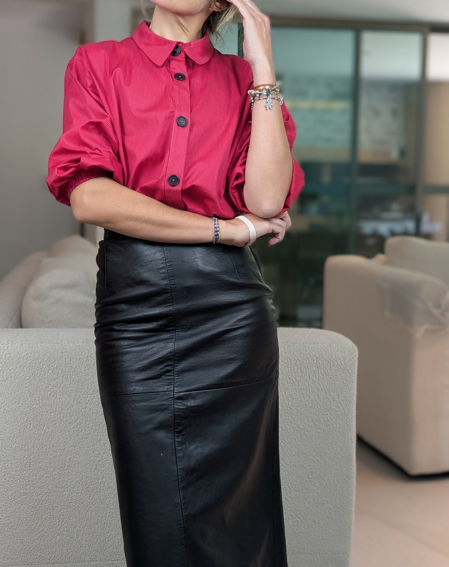 Camisa cherry a rayas