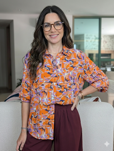 Camisa arte - naranja y morada