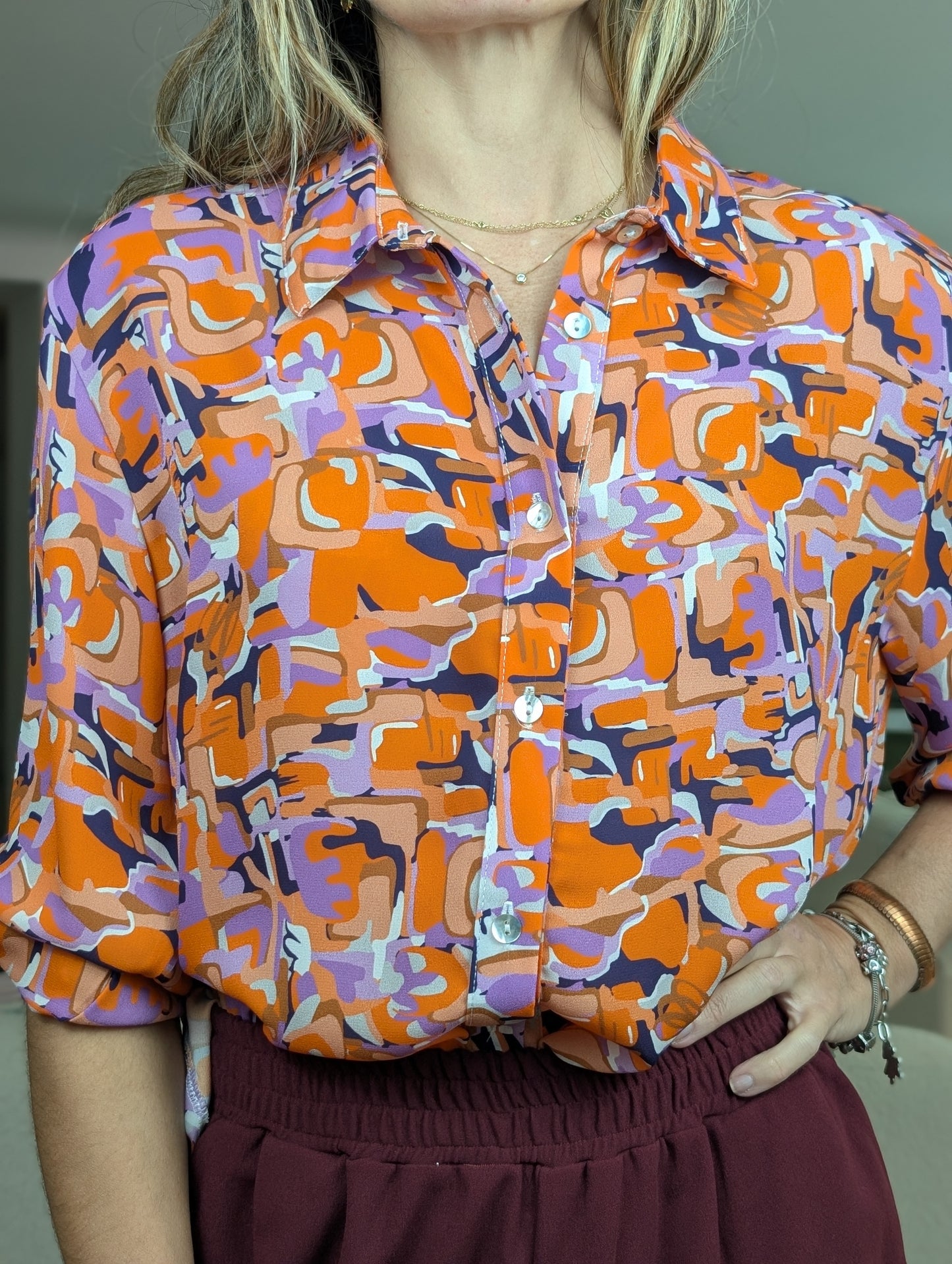 Camisa arte - naranja y morada