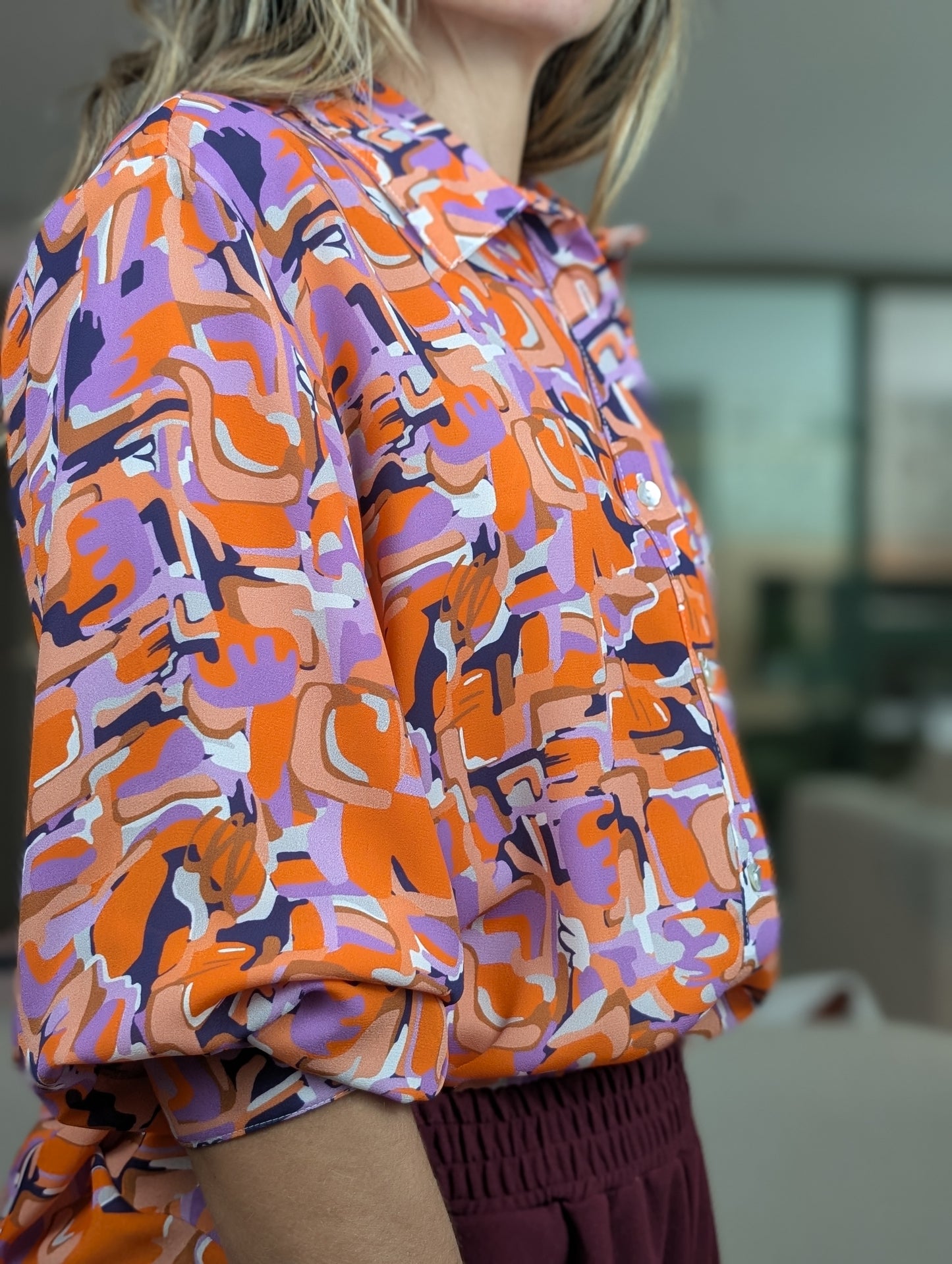 Camisa arte - naranja y morada