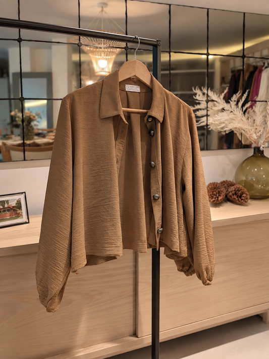 Camisa corta camel